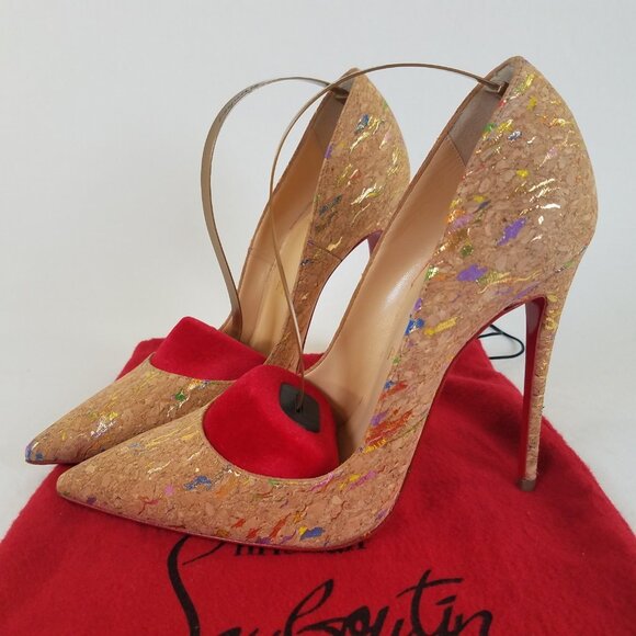 Christian Louboutin So Kate 120 Cork Multicolor Foil Heels SIZE 36.5 Dust Bag - Picture 2 of 16